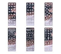 NIYANGLE Plaques de Stamping Gravure Profonde 6pcs en Acier Inoxydable Motifs Fleurs et Ailes Look Élégant pour Manucure Facile Soirée