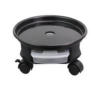 NIYANGLE Plateau de Base pour Pots de Fleurs Rond 38,1 cm avec roulettes et Frein - Support en Plastique avec tiroir Coulissant pour intérieur et extérieur - Noir