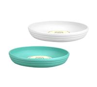 NIYANGLE Plateau Rond en Plastique Léger 2 Pièces 3503 pour Pot de Fleurs | Préserve le Sol, Limite les Fuites D’eau, Pratique pour Déplacer le Pot, Beige et Vert