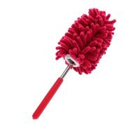 NIYANGLE Plumeau Télescopique Rouge en Chenille Microfibre, Outil de Dépoussiérage sans Rayures Manche Extensible pour Nettoyage des Meubles et Plafonds