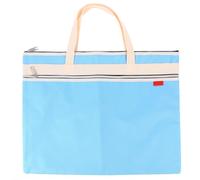 NIYANGLE Pochette à Dossiers en Tissu Oxford Bleu A3 Fermeture Éclair et Multiples Compartiments, Étanche et Résistante la Pluie pour Rangement Œuvres d'art et Fournitures Scolaires