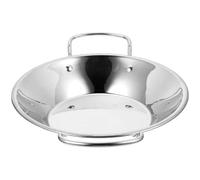 NIYANGLE Poêle Ronde Inoxydable 22 CM Épaissie sans Aimant pour Cuisson à Feu Doux Wok en Métal à Double Poignée Antidérapante Accessoire Cuisine Polyvalent pour Cuisinière Gaz et