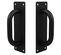 NIYANGLE Poignée de Porte de Traction Industrielle en Acier Inoxydable Noir Lot de 2 Modèle Carré Petit Poignées à Pousser/tirer Renforcées pour Portes Coupe-feu et Installation par Vis