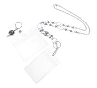 NIYANGLE Porte-badge à Cordon Rétractable Transparent avec Perles de Verre, 4 Pièces, Porte-cartes Identification pour Bureau, École et Événements