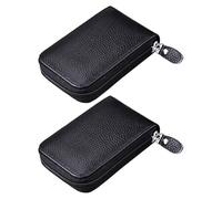 NIYANGLE Porte-Cartes Étui Compact pour Femmes et Hommes en Cuir de Vachette avec Fermeture Éclair Lisse, Multi-emplacements Lot de 2 Pièces pour Diverses Occasions
