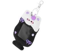 NIYANGLE Porte-clés Photo Peluche Chat Mignon Noir Porte-carte Transparent pour Kpop Étui Cartoon Vertical pour Cartes Identité Porte-badge Pratique pour Étudiants