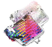 NIYANGLE Porte-Monnaie Compact à Paillettes Double Face Fermoir Kiss Lot de 2 pour Femmes et Filles Usage Quotidien et Présents