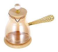 NIYANGLE Pot à Café Turc Verre avec Bec Verseur et Poignée Latérale Petite Théière pour Infusion Manuelle Chauffe-lait et Café à Ancienne pour Cuisinière Gaz Électrique