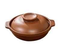 NIYANGLE Pot en terre cuite non émaillée pour la cuisson - Casserole en terre cuite de 1 L avec couvercle - Pot Donabe pour riz et soupes - Ustensiles de cuisine asiatiques pour les fêtes et les