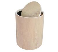 NIYANGLE Poubelle en Plastique Imitation Bois avec Couvercle Rabattable Taille Moyenne Style Rétro Poubelle de Bureau et Salle de Bain Compacte et Silencieuse pour Hôtel Maison et