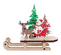 NIYANGLE Renne de Noël Bois Traîneau de Noël et Bonhomme de Figurine pour Centre de Table Décoration pour Maison ou Bureau