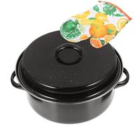 NIYANGLE Rôtissoire Ménagère Casserole Pratique en Émail Noir, 1 Set, Poignées Doubles Ergonomiques, pour Pommes de Terre et Patates Douces, Maison et Magasin D'alimentation