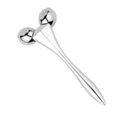 NIYANGLE Rouleau de Massage Facial Argenté Compact Outil de Massage Anti-âge Visage et Yeux pour Homme et Femme Soins Peau à Domicile et Voyage