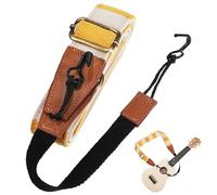 NIYANGLE Sangle pour Ukulélé sans Perçage Réglable en Cuir Nylon et Coton Ceinture Portable Orange et Jaune à Carreaux Bandoulière Légère Compatible Soprano et Concert pour Musiciens
