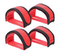 NIYANGLE Sangles de Pédale de Vélo Réglables Antidérapantes, 2 Paires, Harnais Élastique Léger en Maille Respirante Rouge, Accessoires Universels pour Fixation Pieds Pignon Fixe, Confort