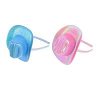 NIYANGLE Serrage-Tête Fantaisie Mini Chapeau Haut-de-Forme Irisé 2 Pièces Rose et Bleu Accessoire de Coiffure Thème Carnaval Anniversaire Soirée Cosplay Bandeaux pour Femmes