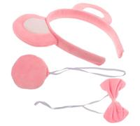 NIYANGLE Serrage-tête Ours Mignon en Peluche Rose pour Garçon et Filles | Lot de Trois Pièces, Nez et Nœud, pour Spectacles Scolaires et Fêtes