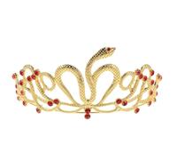 NIYANGLE Serrage-Tête Serpent Bicolore Doré Kc Strass Rouges Diadème Méduse pour Mariée et Bal Accessoires Déguisement Adultes Bandeau de Fête Élégant pour Anniversaires et Festivals