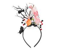 NIYANGLE Serre-tête Fantôme De Cerf Bandeau Crâne Halloween Couronne De Fleurs Accessoire Cosplay Pour Fêtes Et Festivals