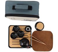 NIYANGLE Service à Thé de Voyage Céramique Noire Théière Portable Kung Fu avec Pot et Tasses Kit Pratique pour Amateurs de Thé Élégant et Facile à Nettoyer