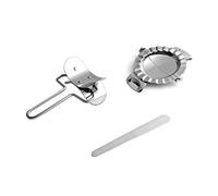 NIYANGLE Set de 3 Pièces de Moules à Raviolis en Acier Inoxydable Argenté Cuillère à Farce et Coupe-pâte Rond pour Pâte et Mini Tartes, Design Cranté Scellage