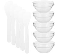 NIYANGLE Set de Bols à Mélanger pour Masque Facial Verre Épais Transparent avec de Mélange Blanc Bol DIY pour Soins Visage Spa Petit Format Portable et Usage Cosmétique