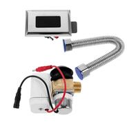 NIYANGLE Soupape de Chasse D'eau Automatique Argentée pour Urinoir et Toilettes, Kit de Remplacement en Abs et Cuivre, Fonctionnement sans Contact pour Toilettes Publiques et Centres