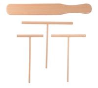 NIYANGLE Spatule Crêpe Bois Kit 4 Pièces Étaloir à Pâte T Forme 9-12-18 CM Racleur Multifonction pour Cuisson Œufs Pancakes Galettes à Domicile