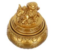 NIYANGLE Statue de Cheval Feng Shui 6,6 X 5,1 X 5,1 Cm avec Bassin Trésor Doré, Figurine Rotative de Style Chinois pour Décoration Bureau et Maison, Symbole de Prospérité et Richesse