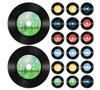 NIYANGLE Stickers Muraux Vinyles Décoratifs Rétro 20 Pièces pour Décoration Murale de Fête Accessoires Photomaton Musical Disques Vinyles Souvenirs pour Ambiance Musicale