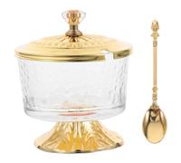 NIYANGLE Sucrier Verre avec Couvercle et Cuillère Fer pour Cuisine et Salon Récipient Solide pour Sucre et Condiments Pot Épices Décor Maison Élégant et Facile à Nettoyer
