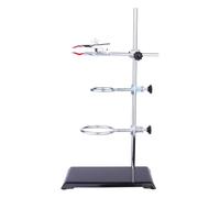 NIYANGLE Support de Laboratoire Fer avec Tige et Base Carrée Stable Anneaux Métalliques et Pinces pour Flacons et Tubes Équipement Professionnel pour Expériences de Chimie