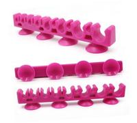NIYANGLE Support De Pinceaux De Maquillage Silicone Avec Organisateur Cosmétique Pratique Rose Rouge Pour Épuration Et Rangement Pinceaux