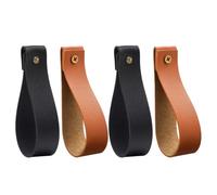 NIYANGLE Supports de Tringle à Rideaux en Cuir 4 Pièces Crochets Muraux Sangles Suspendues pour Décoration Bohème Chambre la Cuisine Salle de Bain