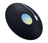 NIYANGLE Tapis de Souris Rond Noir pour Platine Vinyle Antidérapant Imperméable Léger pour Jeu et Bureau