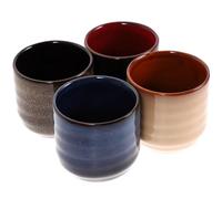 NIYANGLE Tasse à Thé Kung Fu en Céramique Lot de 4, Service à Thé Japonerie pour Maison et Restaurant, Style Rétro Couleurs Variées