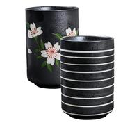 NIYANGLE Tasse à Thé Vintage en Céramique Japonaise 300ml Lot de 2 Tasses Rétro Grosse Capacité sans Anse pour Maison, Salon de Thé et Bureau, Gobelet à Boisson Robuste aux Hautes