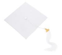 NIYANGLE Toque de Remise de Diplômes Ajustable 2025 pour Adultes, Chapeau de Bachelier Blanc en Polyester avec Gland Traditionnel, Compagnon de Chapeau de Graduation pour Cérémonie