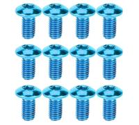 NIYANGLE Vis de Vélo en Acier Titane M5*10mm, 12 Pièces Bleues pour Plaquettes de Frein à Disque, Compatible VTT, Vélo Électrique, Route et BMX, Fixation Robuste et Résistance