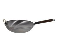 NIYANGLE Wok en Fer Robuste Fond Plat pour Cuisinière Induction, Distribution Uniforme Chaleur, Poêle Multifonction Cuisine Maison