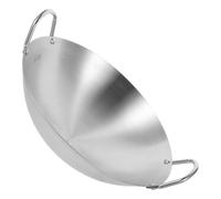 NIYANGLE Wok Traditionnel en Acier Inoxydable Épais Double Poignées Robustes, Stable et Pratique, pour Cuisinière Électrique et Grill