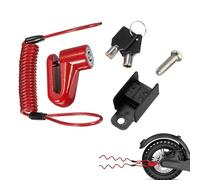 NIYATA 1 Pièce Antivol Velo, Bloque Roue Moto,Antivol Scooter,Antivol Trotinette Electrique Universel,avec Fil d'Acier,2 Clés,1 Support en Plastique,pour Scooters Electriques,Vélos,Motos,Rouge