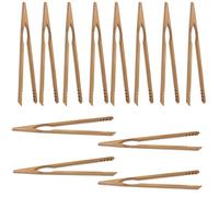 NIYATA 12 Pinces Grille Pain 17.8cm, Pince en Bois pour Grille Pain,Pince en bois de Cuisson,Pinces en Bambou,Idéale pour Grille Pain,Pain,Fruits,Cornichons