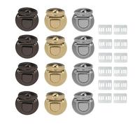NIYATA 24Pcs Fermoir Cartable,Fermoir Sac a Main,Fermoir pour Sac à Main au Crochet avec 12 Entretoises,Attache Sac a Main,pour Sac à Dos Sac Valise Création(Argent,Or et Noir)