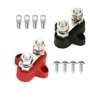NIYATA 2Pcs Bornier M8 12V 24V,Bornier de Batterie à Double Borne， Bornes Doubles M8,de Distribution D'alimentation de Batterie,pour Voiture Camion Bateau(Noir et Rouge)