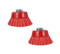 NIYATA 2Pcs Brosse Nylon Perceuse, Brosses Abrasives en Fil de Nylon,M14 Brosse Metallique pour Perceuse et Poncer,pour Le Polissage et L'élimination de La Rouille,75mm,Rouge