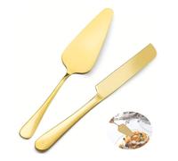 NIYATA 2Pcs Pelle a Tarte Dorée, Couteau et Serveur de Gâteau de Mariage,Pelle et Couteau Gateau Mariage,Pelle a Tarte pour Mariage,Fête,Anniversaire