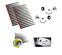 NIYATA 4Pcs Cils pour Voiture, Cils Voiture Twingo,Cils Voiture Phare,avec 2 Autocollant de Rétroviseur Smiley,Cils pour Phare Citroën C1 pour Fiat 500 et Autre Voiture