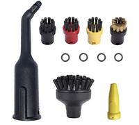 NIYATA Kit d'accessoires pour nettoyeur vapeur Kärcher SC1, SC2, SC3, SC4, SC5, 3 brosses rondes, 1 brosse ronde en cuivre, 1 grande brosse ronde, 1 grande brosse ronde, 1 buse, 1 buse étendue