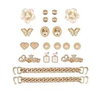 NIYATA Lot de 22 breloques élégantes en forme de crocodile avec perles et chaîne en métal, 1.5cm, Plastique PVC, Corail